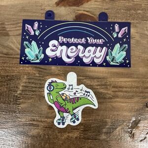 Set of 2 Stickers 1 Protect Your Energy Car Sticker and 1‎ Skating Dino